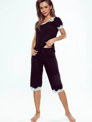 Pyjamas Eldar First Lady Aster Plus kr/r 2XL-3XL black-ecru 001