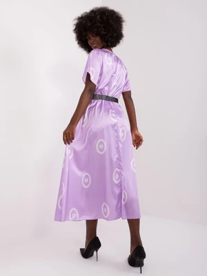 Light purple midi cocktail dress with print