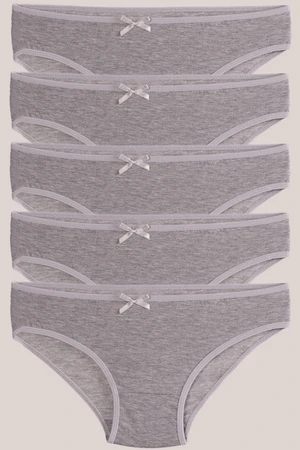 armonika Women's Gray Cotton Lycra Bikini Panties 5 Pack