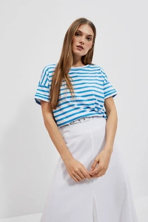 Moodo women's T-shirt - blue and white striped