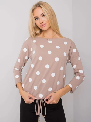 RUE PARIS Dark beige lady's blouse with polka dots