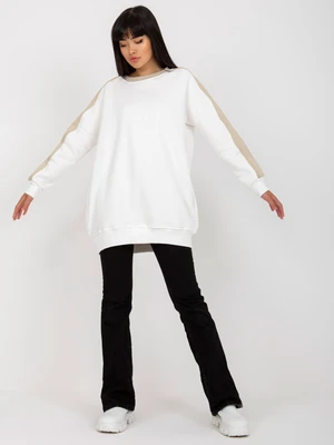 Basic white-beige sweatshirt tunic of oversized cut RUE PARIS