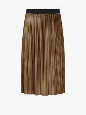 Brown Ladies Satin Pleated Skirt JDY Boa - Ladies