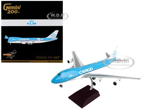 Boeing 747-400F Commercial Aircraft "KLM Royal Dutch Airlines Cargo" Blue with White Tail "Gemini 200 - Interactive" Series 1/200 Diecast Model Airpl