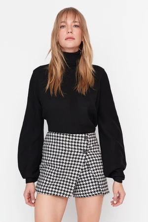 Trendyol Black Houndstooth mintás szőtt rövid szoknya