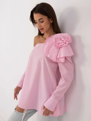 Pink shirt blouse with long sleeves