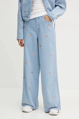 Rifle adidas Originals Femme Galore Denim Rhinestone Pants dámske, vysoký pás, JN3020