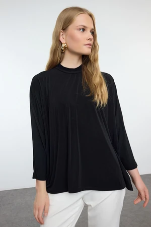 Trendyol Black Oversize/Wide Fit Crew Neck Stretchy Knitted Blouse