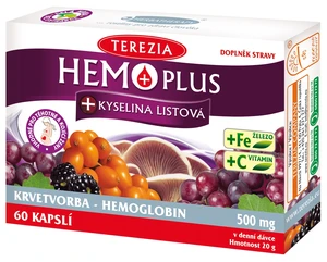 TEREZIA Hemoplus+Kyselina listová vhodné pro těhotné 60 kapslí