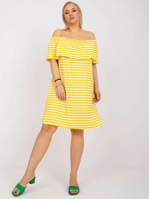 Annabel yellow and white viscose dress in larger size