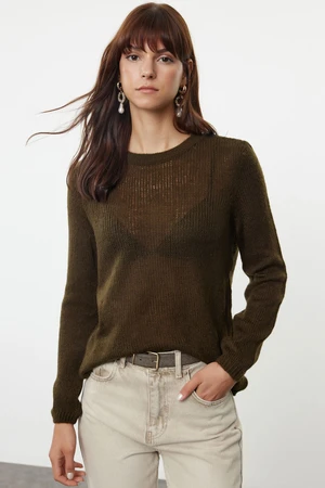 Trendyol Khaki Soft Textured Loose Knit Basic Knitwear Sweater