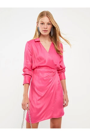 LC Waikiki Straight Long Sleeve Women's Satin Shirt Dress