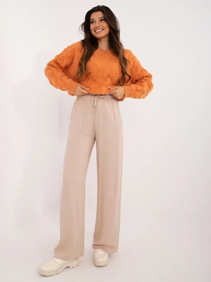 Beige straight viscose trousers