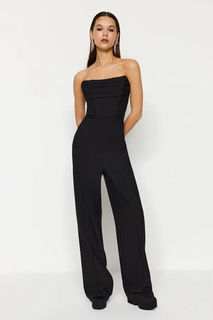 Trendyol Black Woven Jumpsuit with Additional Fabric Detail on Collar and Corset