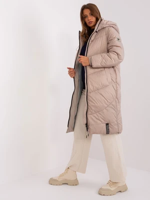 Dark beige winter jacket with hood SUBLEVEL