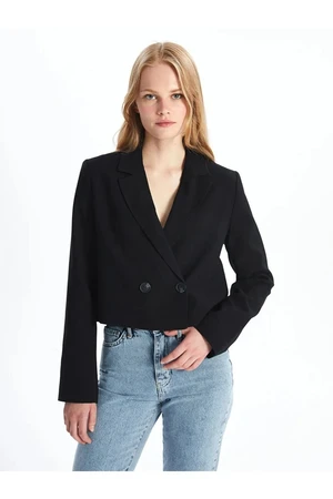 LC Waikiki LCW Vision New Black Plain Long Sleeve Crop Women's Blazer Jacket