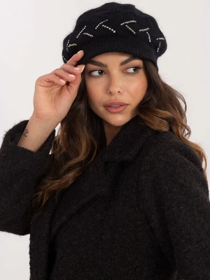 Black women's winter hat with application