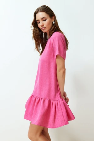 Trendyol Pink Straight Cut Skirt Flounce Mini Woven Dress