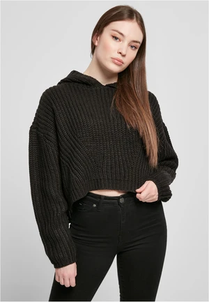 Women's Oversized Hooded Sweater - Black