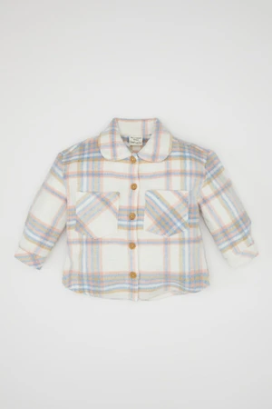 DEFACTO Baby Girl Shirt Collar Plaid Patterned Flannel Long Sleeve Shirt