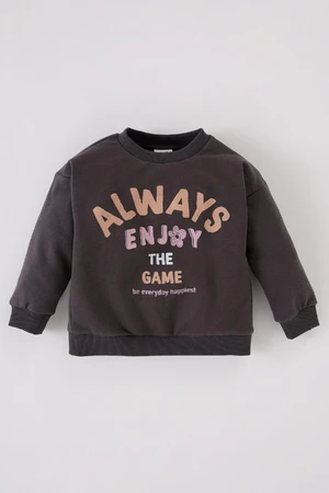 DEFACTO Baby Girl Crew Neck Printed Sweatshirt