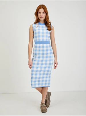 Light blue ladies checkered sweater midishdresses ORSAY - Ladies