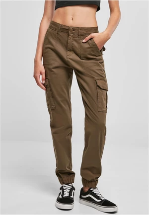 Women's cotton twill trousers olive