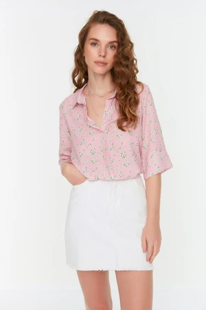 Trendyol Pink Floral Pattern Woven Blouse