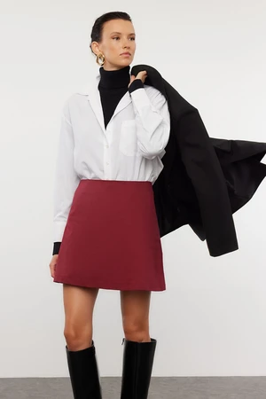 Trendyol Dark Burgundy High Waist A-Line Mini Woven Skirt