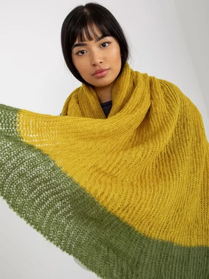 Yellow and green two-tone women's knitted scarf