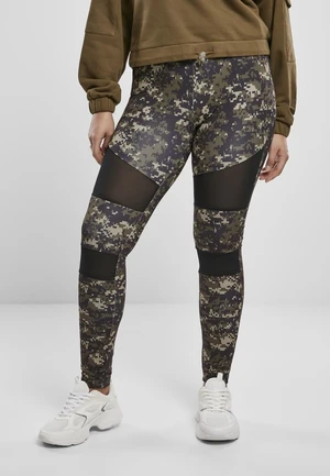 Women's Camo Tech Mesh Leggings Made of Wood Digital Camouflage