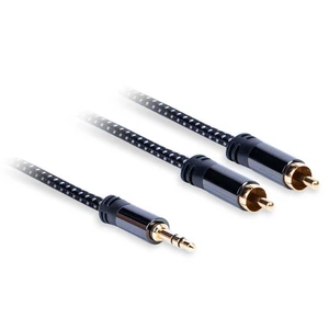 Kábel AQ 3,5mm Jack/2xRCA, M/M, 0,75m (xdtjr007) čierny Vodič z čisté bezkyslíkaté mědi OFC 99,96 %, perfektní přenos signálu, zlacené kontakty 24K, d