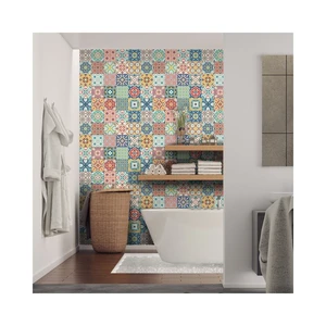 Sada 60 nástenných samolepiek Ambiance Wall Decal Cement Tiles Montanares, 15 × 15 cm