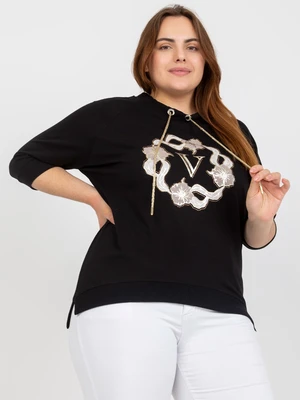 Black women's plus size blouse with 3/4 sleeves