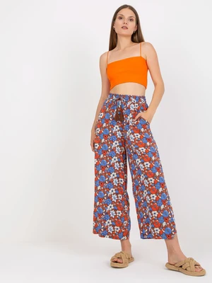 Airy brown trousers made of floral fabric SUBLEVEL