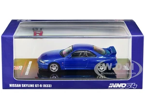 Nissan Skyline GT-R (R33) RHD (Right Hand Drive) Bayside Blue Metallic 1/64 Diecast Model Car by Inno Models