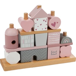 Label Label Stacking Blocks House kocky z dreva Pink 1 ks