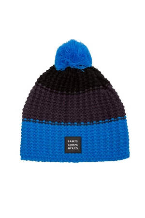 Black-Blue Children's Winter Hat with Pompom Sam 73 Rick