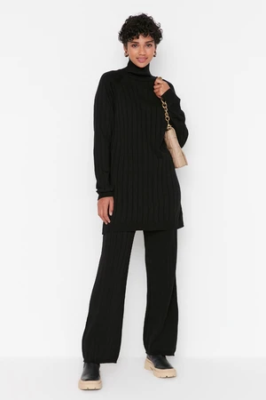 Trendyol Black Turtleneck Corduroy Sweater-Pants, Knitwear Suit