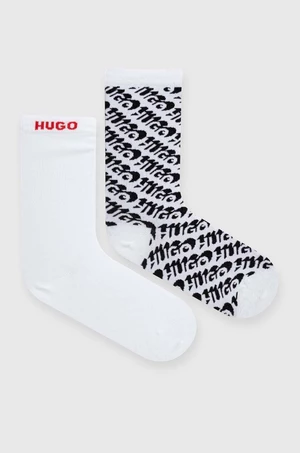 Ponožky HUGO 2-pak dámske,biela farba,50514773