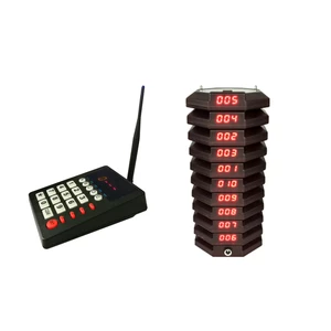 Wireless Calling System Waiter Pager Customer For Restaurant Church Nursery 1 Keyboard 10 Coaster Receiver