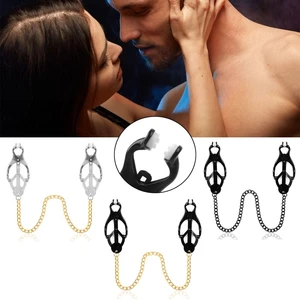 Women Sexy Body Jewelry Fake Piercing Faux Nipple with Body Chains Non-Piercing Fake Nipple Rings Nipple Clamps Clips