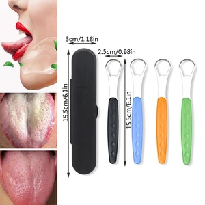 Stainless Steel Tongue Scraper Cleaner for Adults Surgical Grade Metal Tongue Brush Dental Kit Professional Eliminate Bad Breath