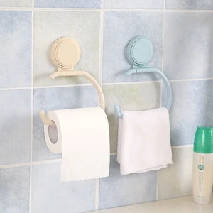 Punch-free Wall Mounted Paper Holders Plastic Suction Cup Storage Rack Toilet Paper Roll Holder Bathroom Accessories