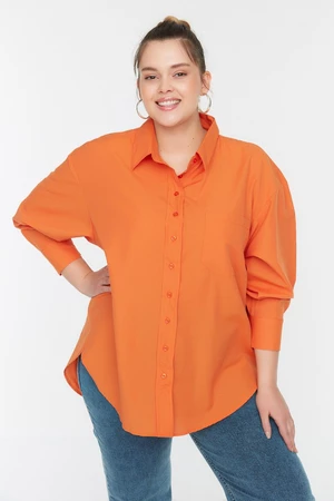 Trendyol Curve Orange Shirt Collar Shirt