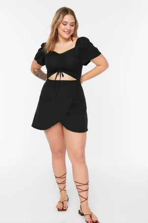 Trendyol Curve Black Woven Gathering And Cutout Detail Dress
