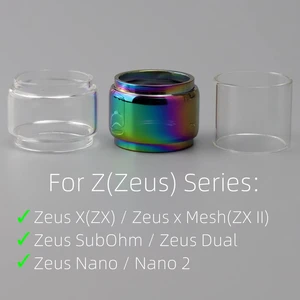 Bubble Fat Straight Replacement Glass Tube For Z ZX Zeus X / Zeus Dual / Zeus Sub Ohm /Zeus X Mesh /Zeus Nano/Nano 2 Tank