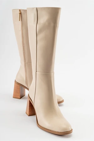 LuviShoes MARANTA Beige Skin Women's High Heel Boots