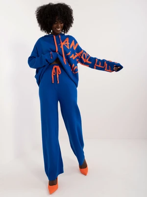 Blue and orange casual two-piece set