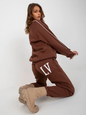 Dark brown oversized tracksuit with print